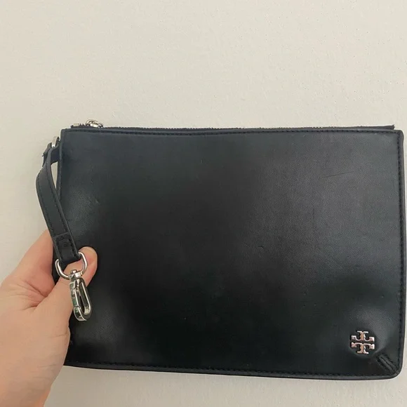 Tory Burch Black Suede Grommet Tote with faux leather detachable insert - Picture 2 of 2